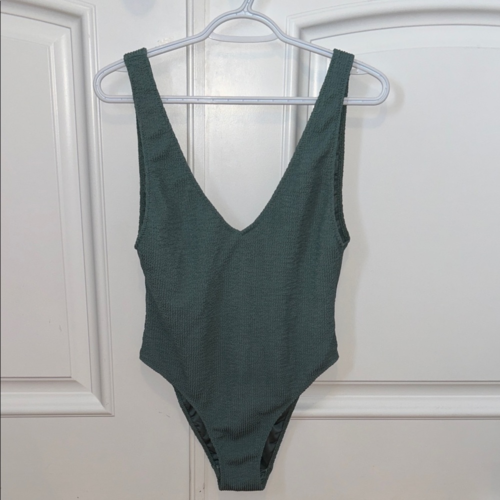 Zara Sage Green Textured One Piece Bodysuit - Large